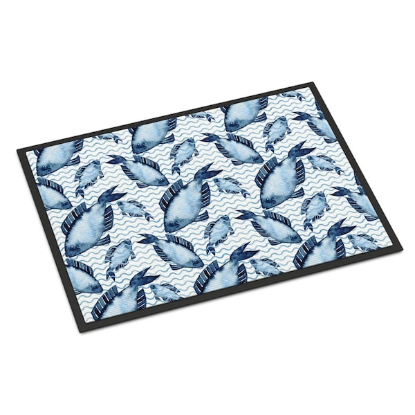 Jensendistributionservices Beach Watercolor Fishes Indoor or Outdoor Mat, 24 x 36 in. MI2550849 - main